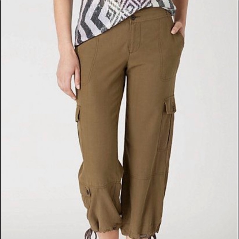 Anthropologie Hei Hei Silk Capri Cargo Pants